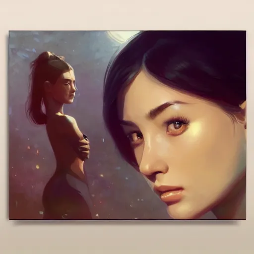 Image similar to A potrait of an alien with big and cute eyes, fine-face, realistic shaded perfect face, fine details. Night setting. Realistic shaded lighting poster by Ilya Kuvshinov katsuhiro, magali villeneuve, artgerm, Jeremy Lipkin and Michael Garmash, Rob Rey and Kentarõ Miura style, trending on art station