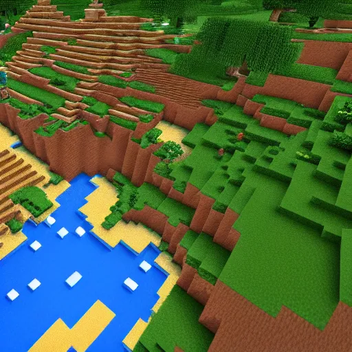 Image similar to an epic minecraft world, but for real,