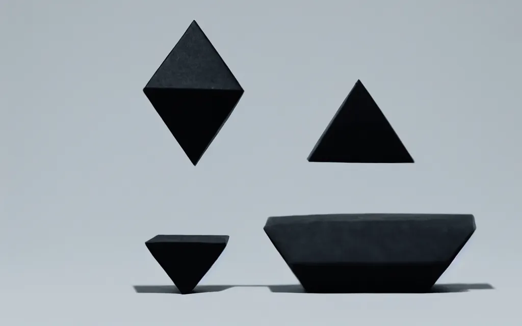 Image similar to one black sphere | one black cube | one black pyramid, on a white background