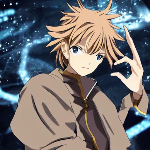 Prompt: young blonde boy fantasy thief, tsubasa chronicles, anime style