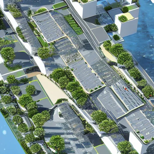 Prompt: a mixed-use walkable neighborhood based on Atlantis