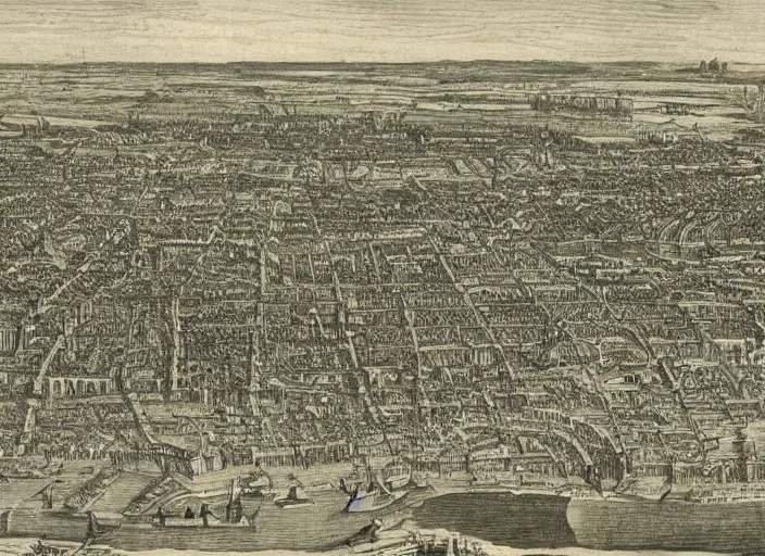 Image similar to detail from Hollar’s Panoramic view of future London, 1647