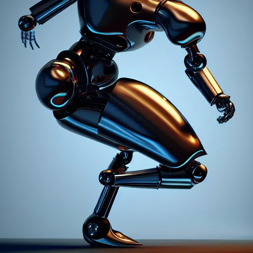 Prompt: The Discobolus of Myron as an I Robot by mario feng, ray tracing, master shot, octane render, 8k, ultra hd, perfect light