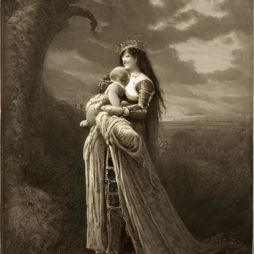 Portrait of the Goddess of Sleep by Gustave Dore · Creative Fabrica