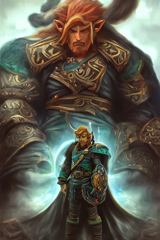 Prompt: Ganondorf from Zelda oil on canvas, intricate, portrait, 8k highly professionally detailed, HDR, CGsociety