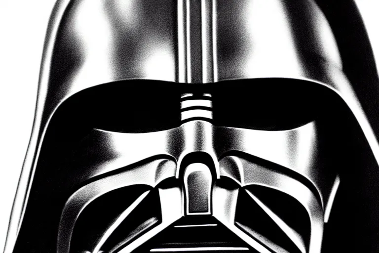 Prompt: darth vader helmet close up, pencil drawing, chiaroscuro, high detail, perfect artwork, clean lines