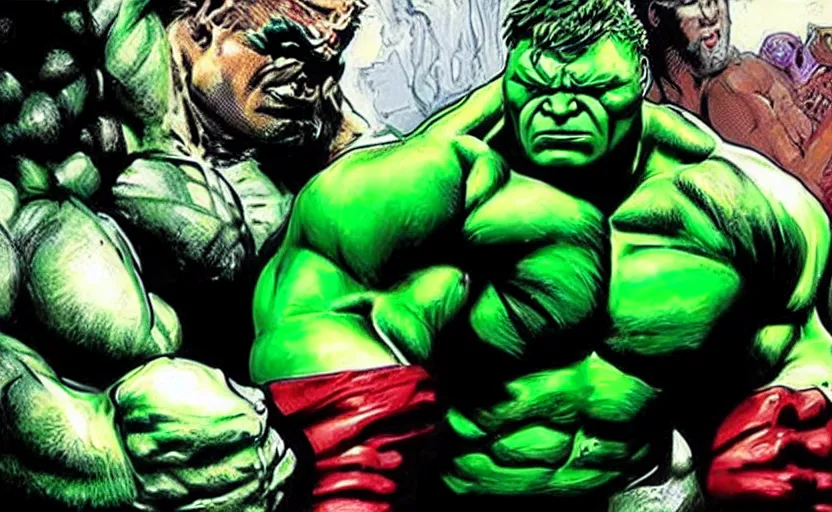 Prompt: Brock Lesnar as The Incredible Hulk,
