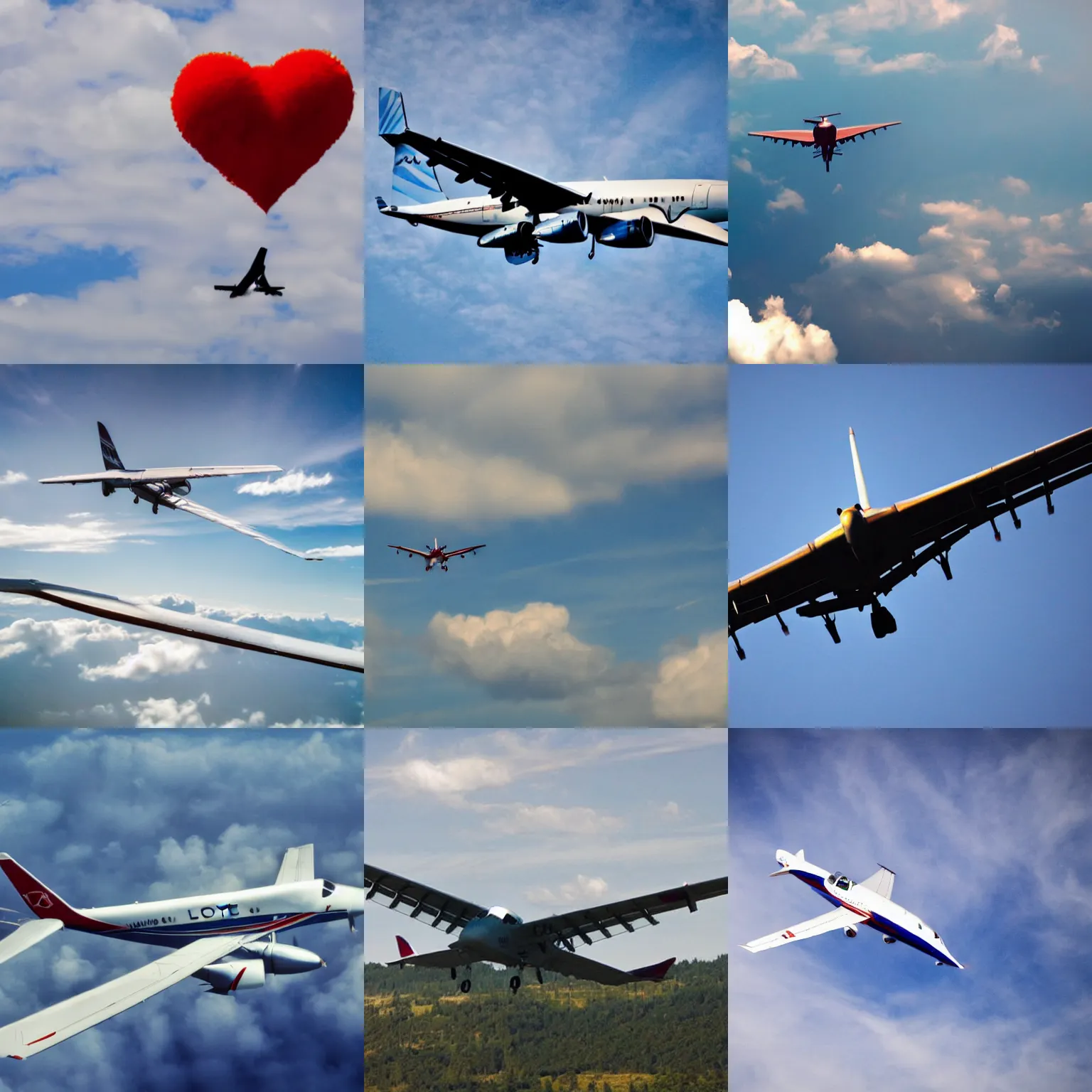 Prompt: a plane writing the word LOVE in the sky