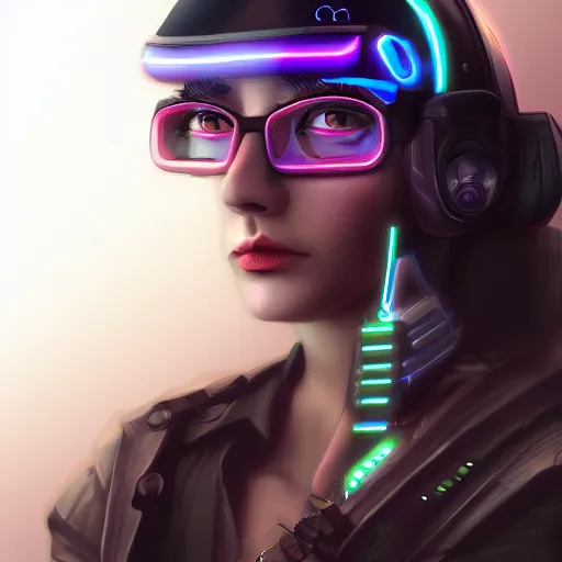 Image similar to a cyberpunk woman, wearing a TV over her head, digital art, trending on artstation