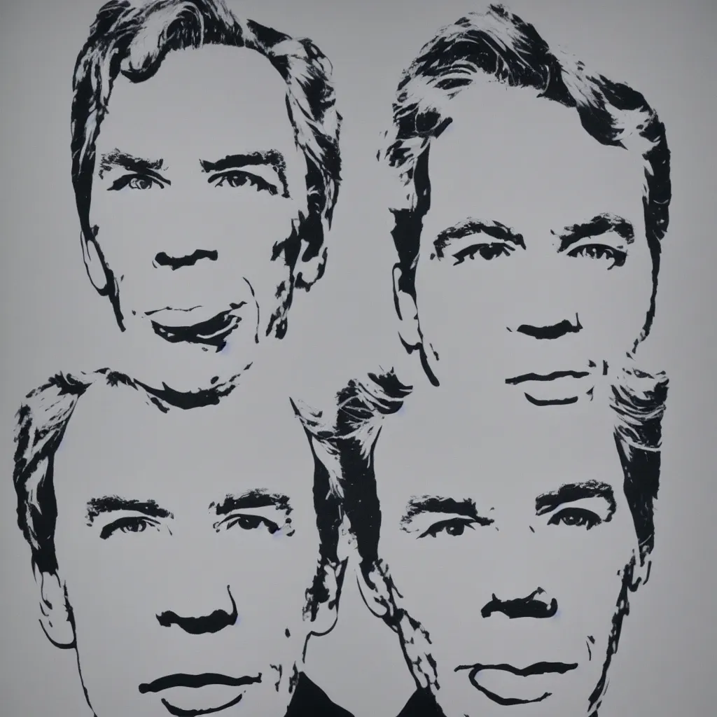 Image similar to individual silk screen portrait of jeff koons by andy warhol