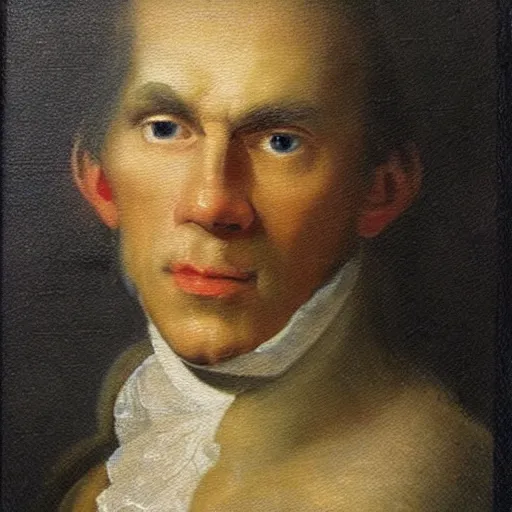 Image similar to An 18th century oil painting of Jerma985 in the mid-late 1700s, grainy, realistic, very realistic, hyperrealistic, highly detailed, very detailed, extremely detailed, very neat, very epic, very cool, detailed, trending on artstation