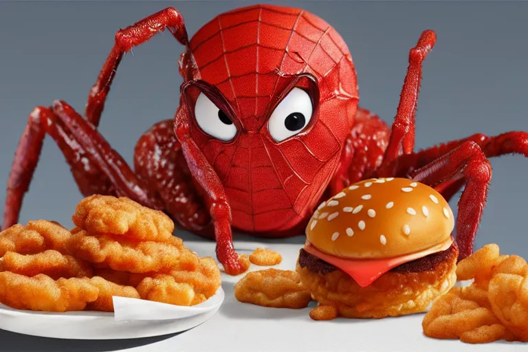 Image similar to product photo of the hot new spider mcnugget from mcdonalds, ad for delicious spider nugget