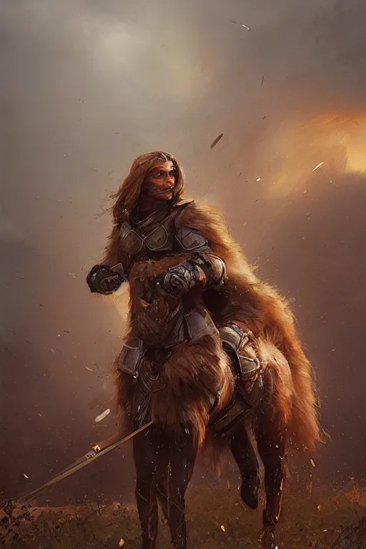 Image similar to a british longhair sodier with armor in the war, warm color, mini golden detail in the armor by alessio albi and greg rutkowski