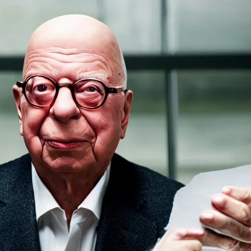 Prompt: uhd candid photo of klaus schwab owning nothing and being very sad, with accurate face, uhd, studio lighting, photorealistic, correct face, photo by annie leibovitz