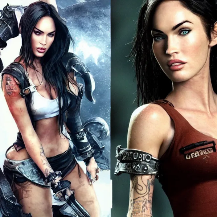 Image similar to megan fox in the style of final fantasy 7