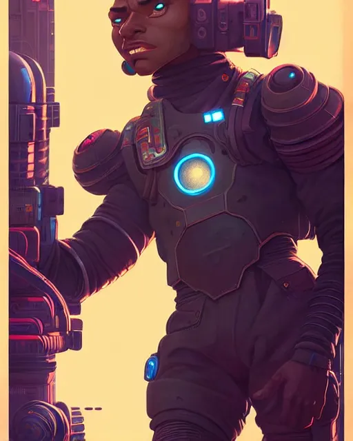 Image similar to baptiste from overwatch, character portrait, portrait, close up, concept art, intricate details, highly detailed, vintage sci - fi poster, retro future, in the style of chris foss, rodger dean, moebius, michael whelan, and gustave dore