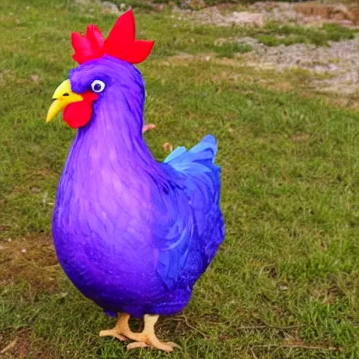 Prompt: a purple chicken's birthday