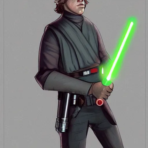 Prompt: Luke Skywalker evil, in an inquisitor uniform, red lightsaber, Death Star hallway, trending on artstation, by tony santiago