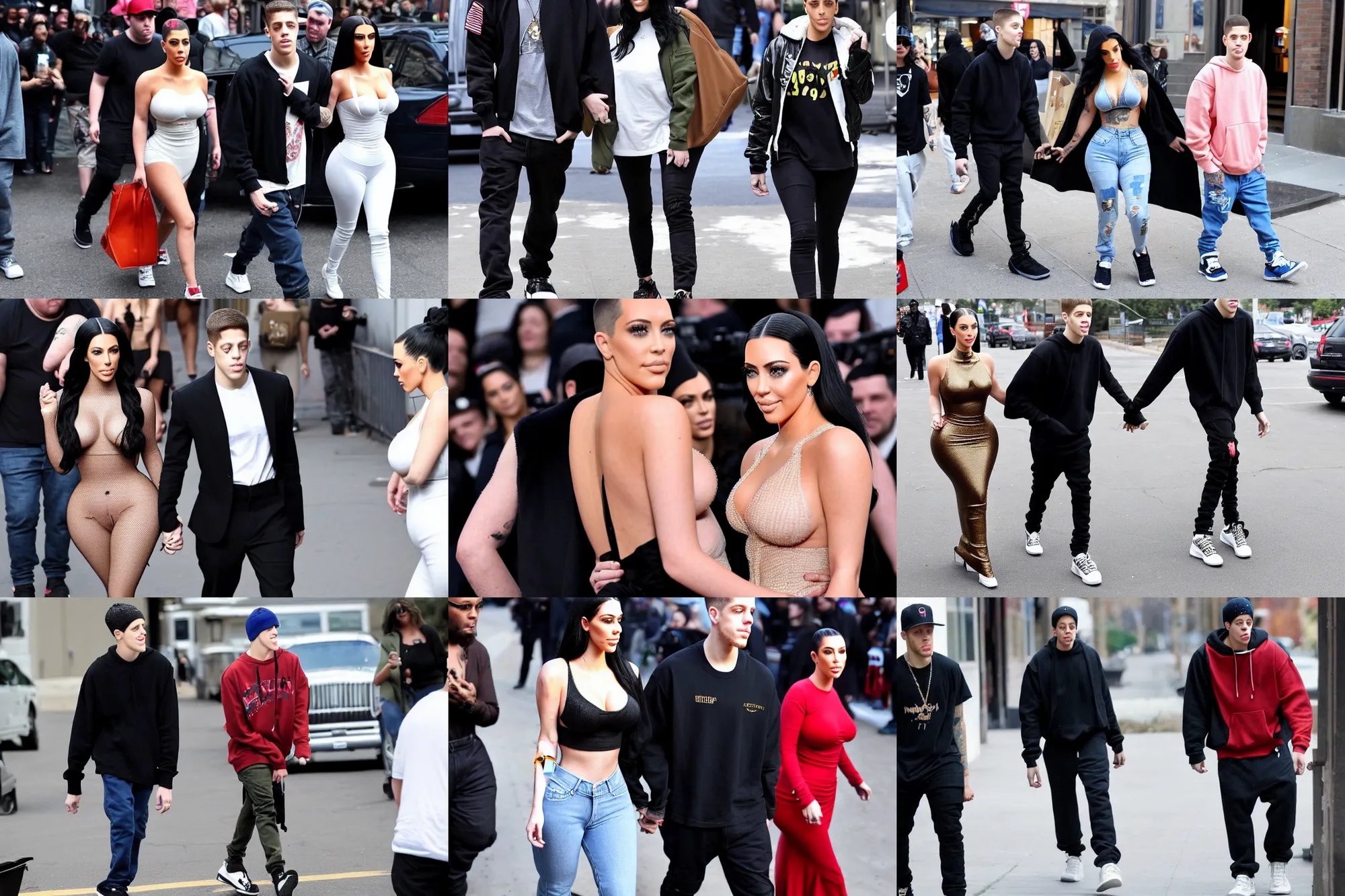 Prompt: pete davidson walking away from kim kardashian after she breaks his heart