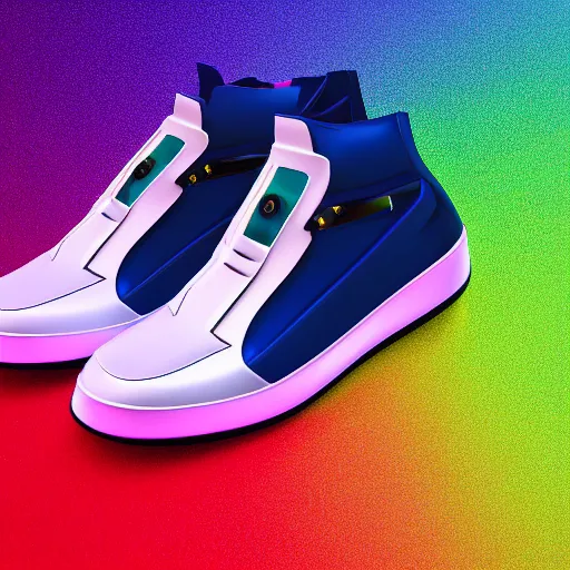 Image similar to futuristic balenciaga and vetements sneakers by felipe pantone ultra rendered extreme realism and detail, 8 k, highly detailed, realistic, pbr, surreal, hyper realistic, colorful, direct lighting, photorealistic,