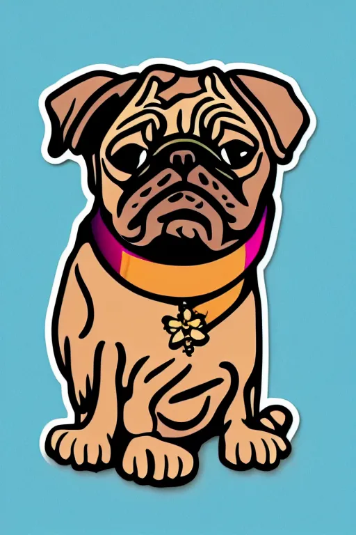 Image similar to Portrait of a pug as the pope, sticker, colorful, illustration, highly detailed, simple, smooth and clean vector curves, no jagged lines, vector art, smooth