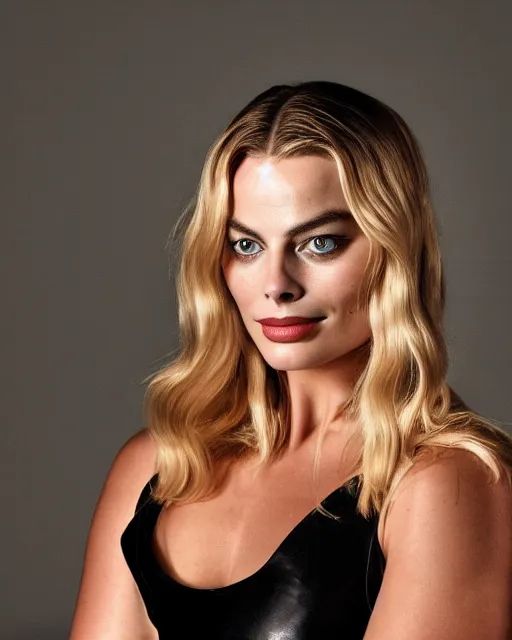 Prompt: portrait of margot robbie as cat woman, full body shot, highly detailed, detailed face, cinematic, professional photograph