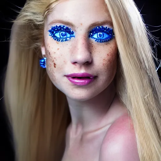 Image similar to close up headshot of a princess with long blonde hair and blue eyes wearing a strapless elaborately beaded pink dress, high resolution film still, 8k, HDR color, film by Simon Langton and David Frankel, triangular face, freckles, narrow chin