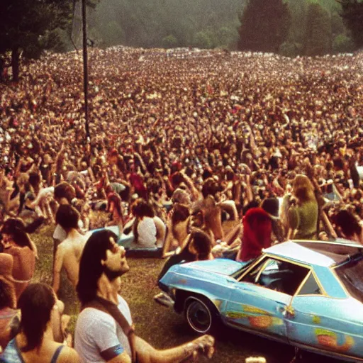 Prompt: woodstock 1969, natural colours, character photography, Exquisite detail, octane, 8k, post-processing, masterpiece