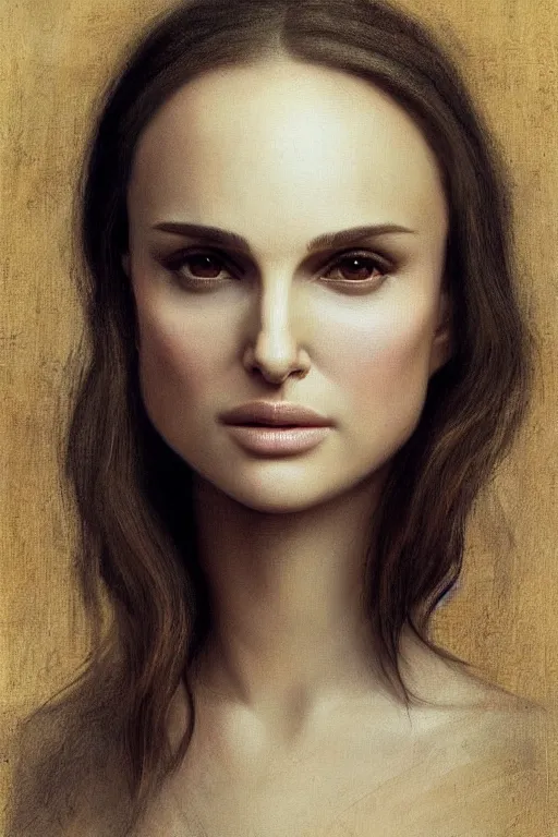 Image similar to natalie portman painted by leonardo da vinci, high details, cinematic, 8k resolution, beautiful detailed, photorealistic, digital painting, artstation, concept art, smooth, sharp focus, illustration, fantasy background, artstation trending, octane render, unreal engine