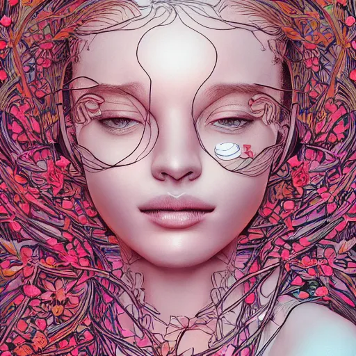 Prompt: the portrait of an incredibly beautiful woman partially made of onions and cherry blossoms, an ultrafine detailed illustration by james jean, final fantasy, intricate linework, bright colors, behance contest winner, vanitas, angular, altermodern, unreal engine 5 highly rendered, global illumination, radiant light, detailed and intricate environment