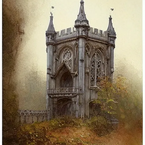 Image similar to (((((((Gothic revival castle gatehouse))))))) . muted colors. by Jean-Baptiste Monge !!!!!!!!!!!!!!!!!!!!!!!!!!!!!!!!!!!!!!!!