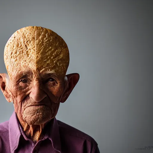 Image similar to an elderly man wearing a mask made from a tortilla, bold natural colors, national geographic photography, masterpiece, 8 k, raw, unedited, symmetrical balance