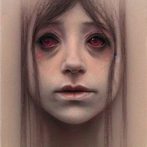 Image similar to female who looks like alyson hannigan by beksinski