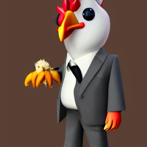 Image similar to a high quality photo of a chicken wearing a suit, 8k, artstation