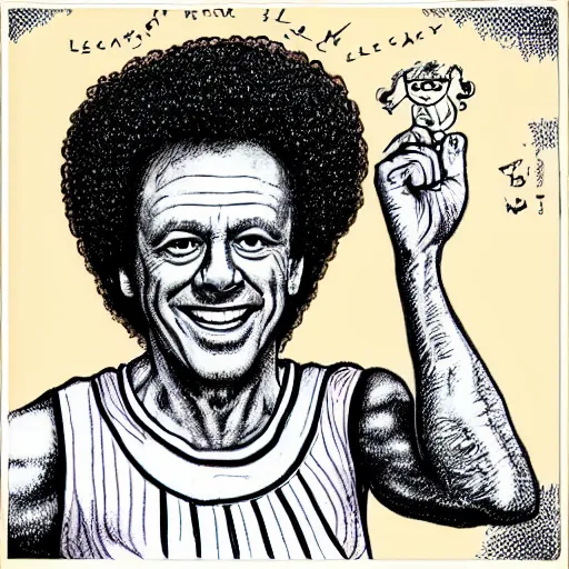 Image similar to “portrait of Richard Simmons in the style of Robert crumb”