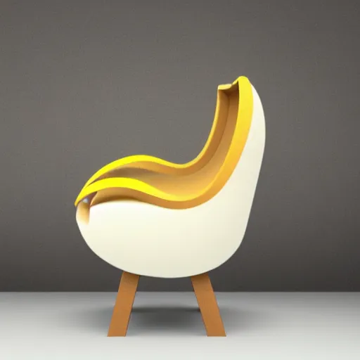 Prompt: design draft of a banana - shaped chair