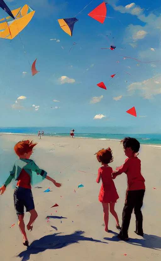 Prompt: flying kites at the beach by atey ghailan and garmash, michael