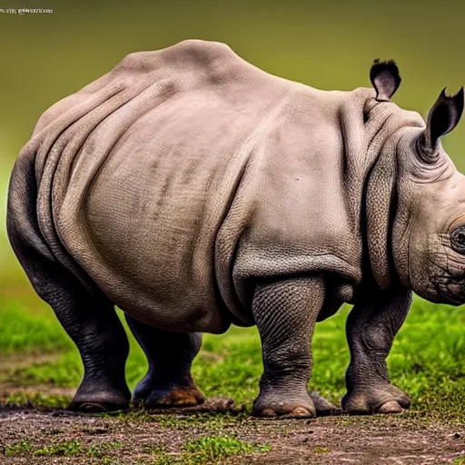 Image similar to an rhino that looks like a pug, national geographic photography