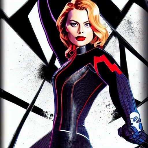 Image similar to margot robbie as black widow, marvel,