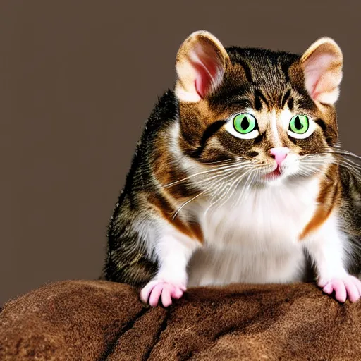 Prompt: a feline cat - hamster - hybrid reptile. animal photography,