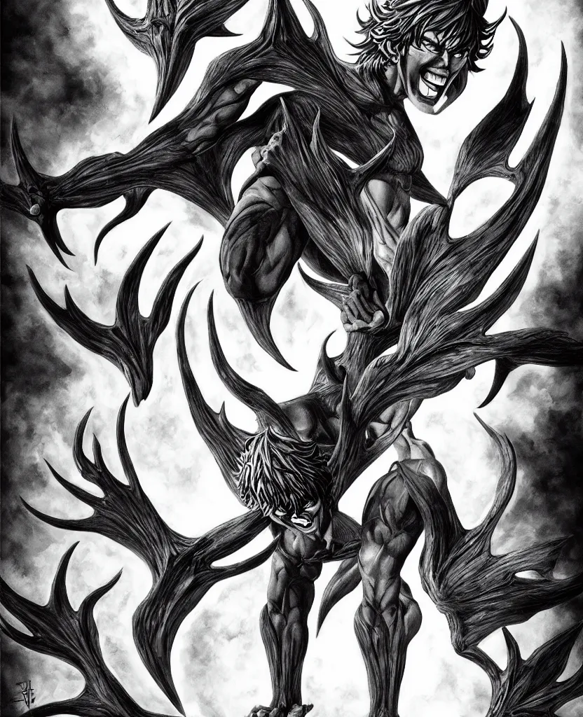 Prompt: devilman, akira fudo, by artgerm and ernt haeckel, trending on artstation