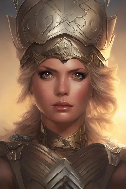 Image similar to amazon valkyrie athena, d & d, fantasy, portrait, highly detailed, headshot, digital painting, trending on artstation, concept art, sharp focus, illustration, art by artgerm and greg rutkowski and magali villeneuve