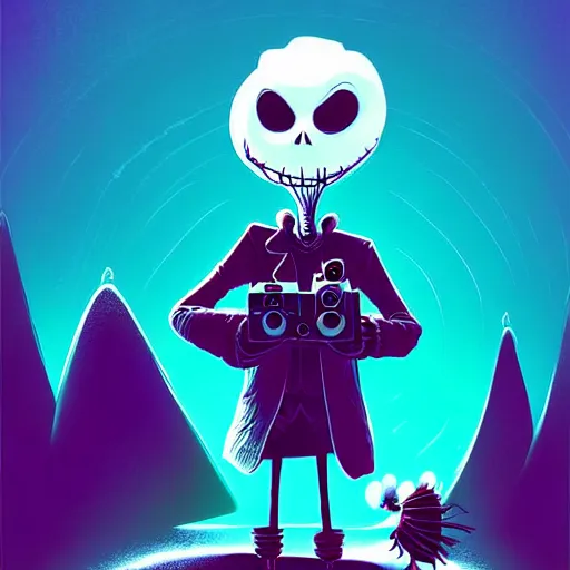 Image similar to curled perspective digital art of a grandpa with a photo camera by anton fadeev from nightmare before christmas