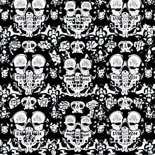 Prompt: flowers ans skulls black and white detailed pattern by ghibli