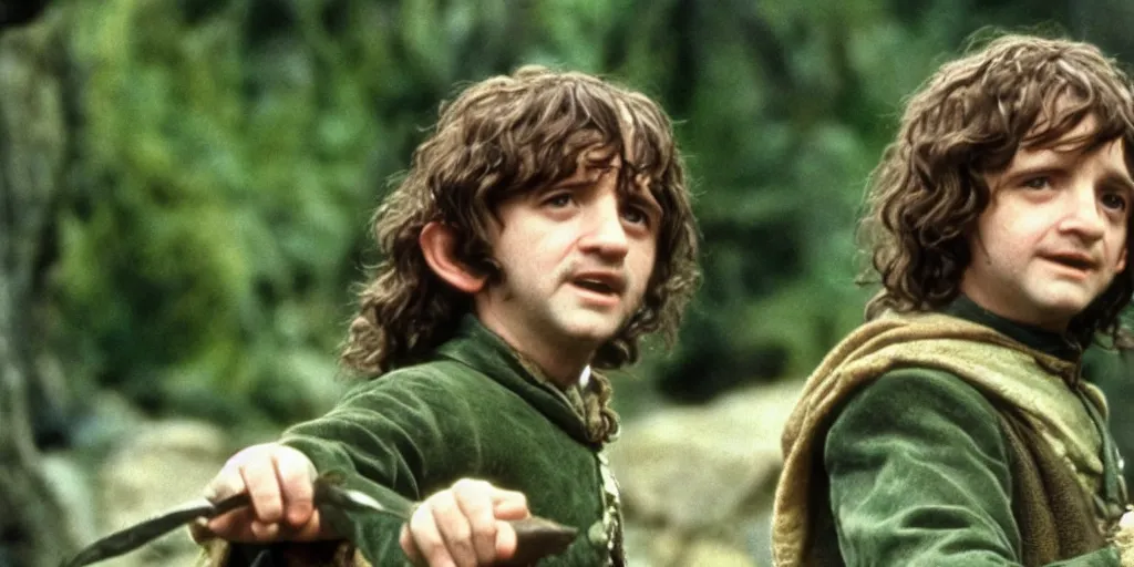 Prompt: A full color still of young Ringo Starr as a hobbit, in The Lord of the Rings directed by Stanley Kubrick, 1970,