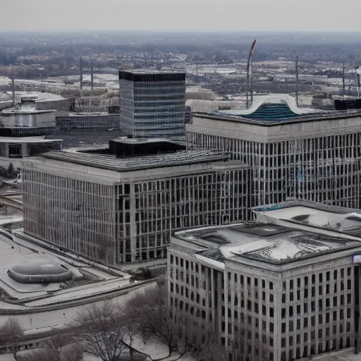 Prompt: dystopian futuristic totalitarian capital building in washington dc