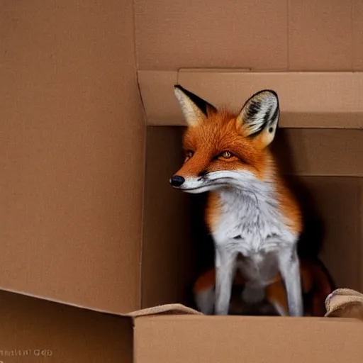 Image similar to a fox hiding inside a box