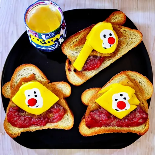 Image similar to clown spread on toast