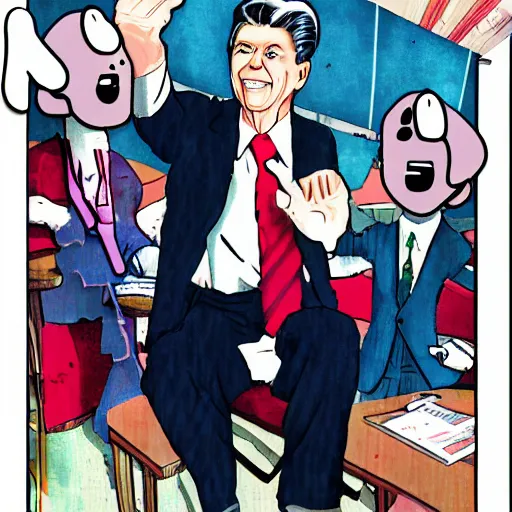 Image similar to anime lofi ronald reagan girl