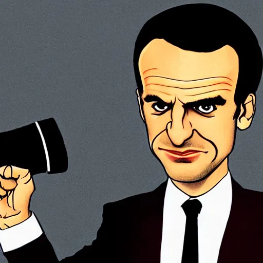 Image similar to Caricature of Emmanuel Macron in American Psycho (1999)